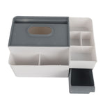Tissue Box Holder Multi Functional Creativity Tissue Box Cover Coffee Table Paper Remote Control Storage Box for Home Light Grey with Dark Grey