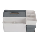 Tissue Box Holder Multi Functional Creativity Tissue Box Cover Coffee Table Paper Remote Control Storage Box for Home Light Grey with Dark Grey