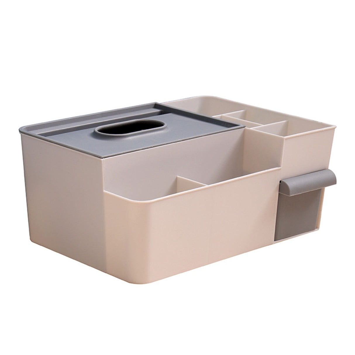 Tissue Box Holder Multi Functional Creativity Tissue Box Cover Coffee Table Paper Remote Control Storage Box for Home Light Grey with Dark Grey