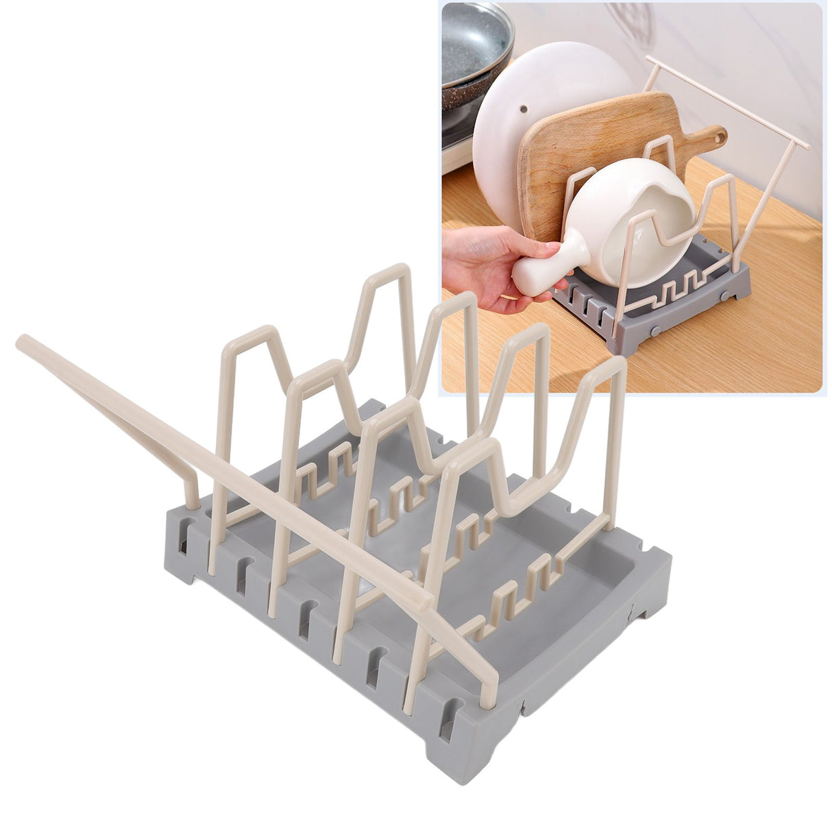 Pot Lid Holder Durable PP Space Saving Stable Nonslip Base Wide Application Cutting Board Organizer Type B