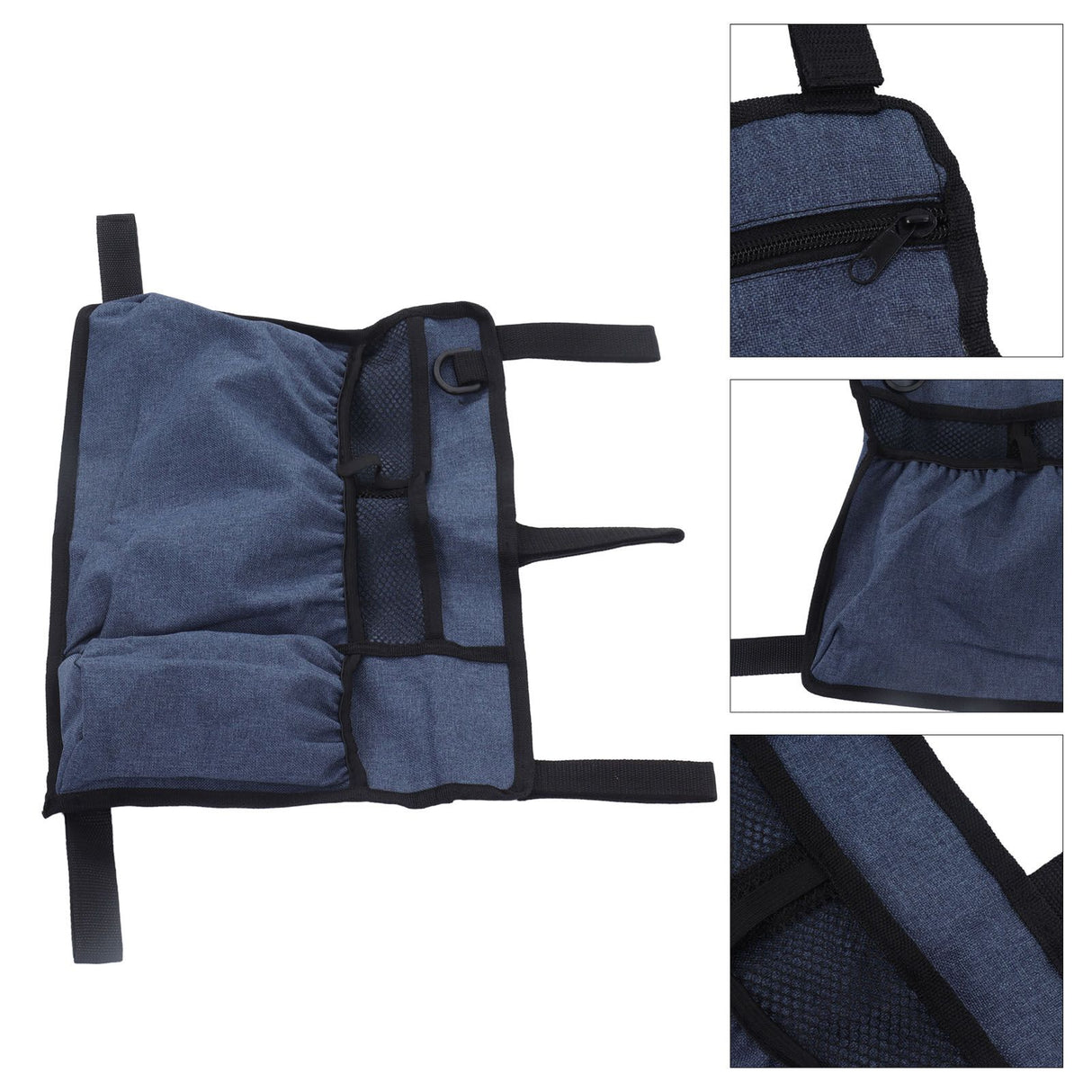 Multi Pocket Oxford Cloth Walker Storage Bag Wheelchair Side Hanging Storage Bag Walker Basket Bag Blue