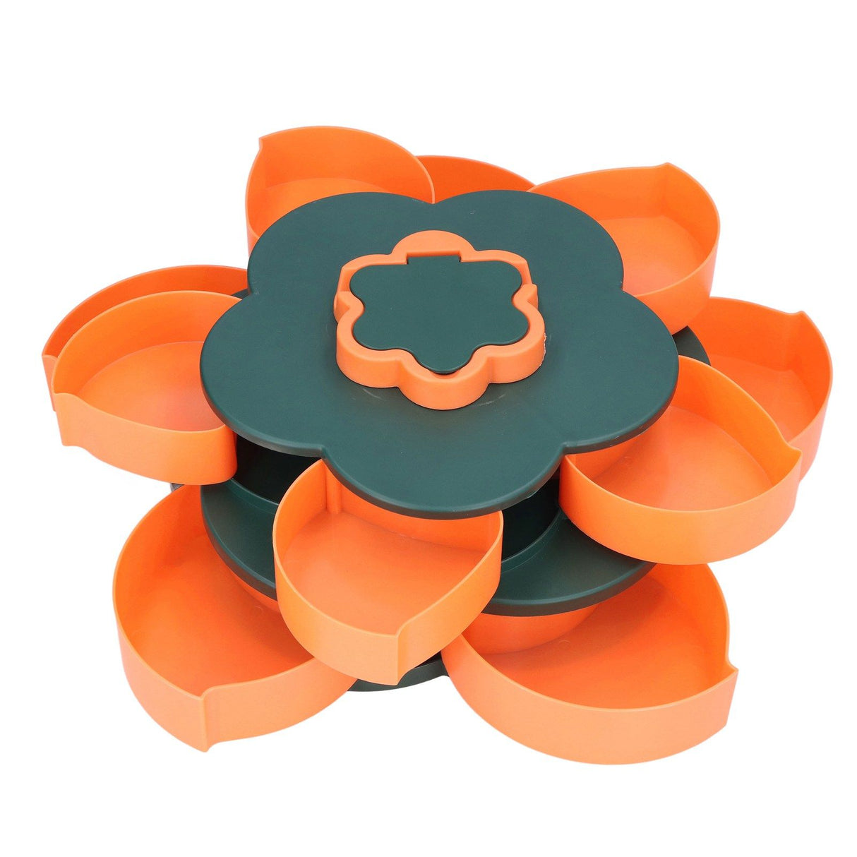 Snack Serving Tray Multifunction Large Capacity Flower Shape Nut Candy Serving Container for Home Double Layer