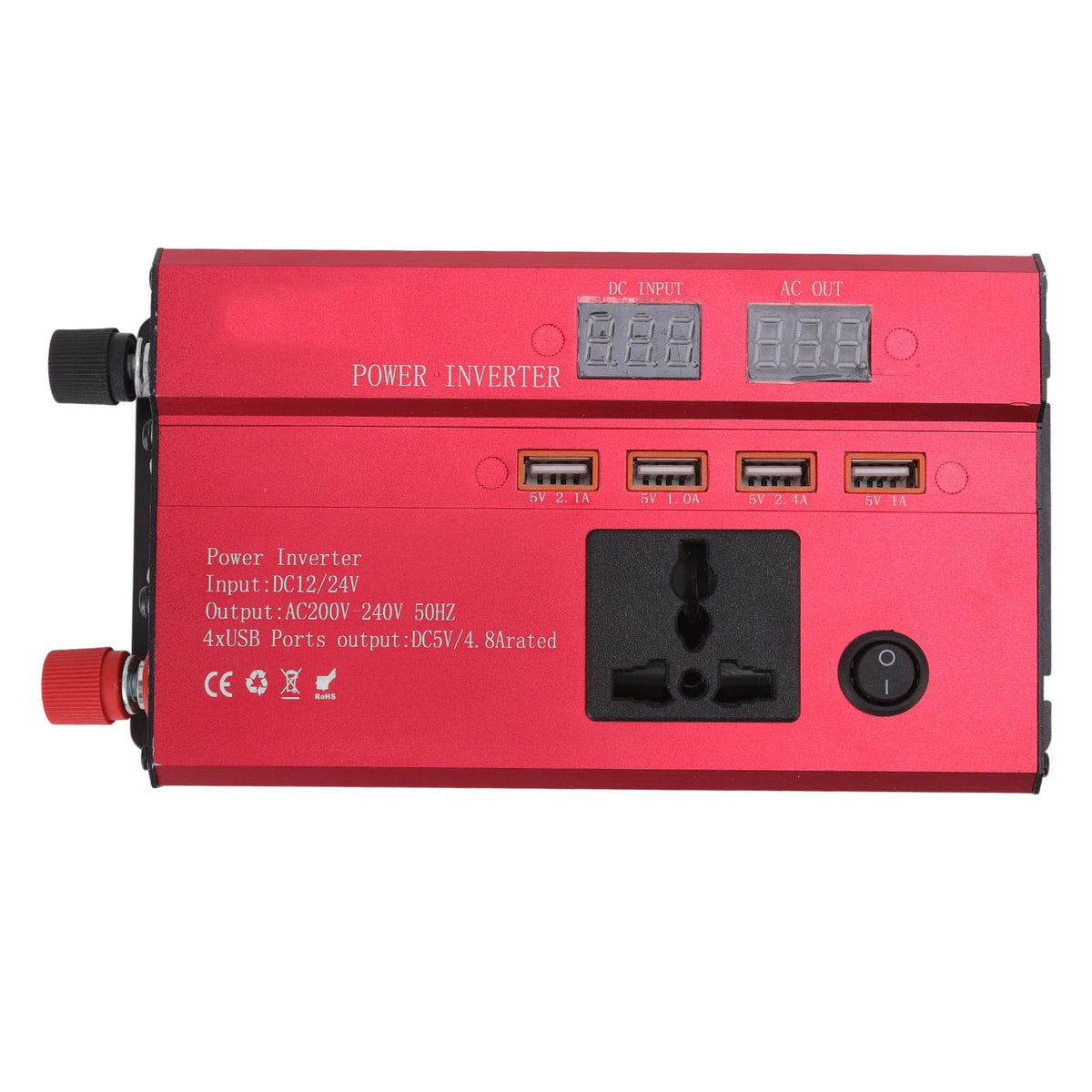 Car Power Inverter 12V 24V to 220V Aluminium Alloy 420W LED Screen Safe Charging 4 USB Ports Car Inverter 420W
