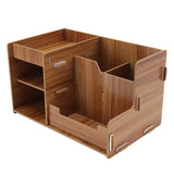 Wooden Desk Organize Shelf Multi Layer Space Saving Tabletop Storage Box for Home Office School - Close-Up Angle
