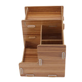 Wooden Desk Organize Shelf Multi Layer Space Saving Tabletop Storage Box for Home Office School - Low Angle