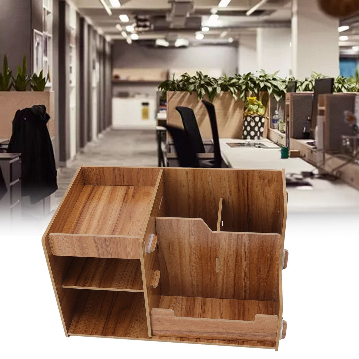 Wooden Desk Organize Shelf Multi Layer Space Saving Tabletop Storage Box for Home Office School