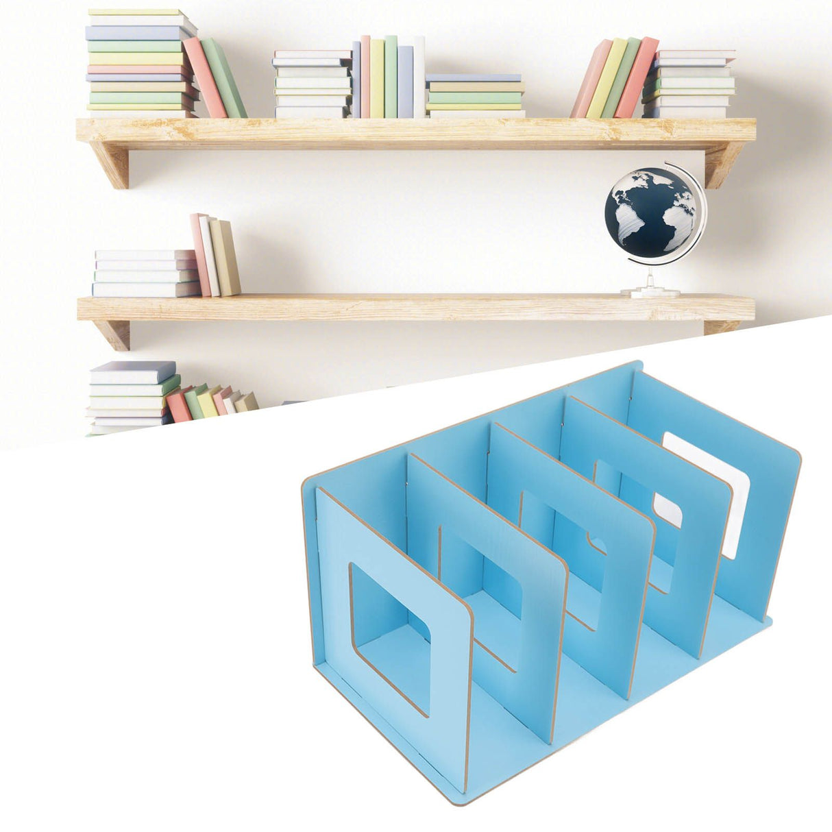Desk Book Rack Space Saving Wooden Card Magazine Holder DIY Desktop Bookshelf for Student Adult