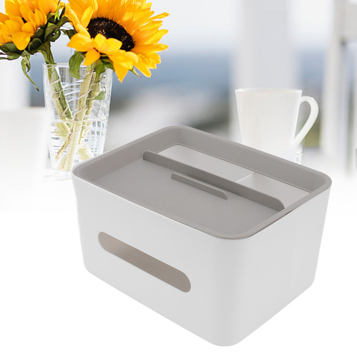 Tissue Box Cover Rectangular Plastic Remote Control Stationery Storage Napkin Box Holder for Office Living Room