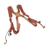 Dual Shoulder Leather Harness Comfortable Camera Strap Accessories for 2 Cameras Brown