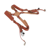 Dual Shoulder Leather Harness Comfortable Camera Strap Accessories for 2 Cameras Brown - Top-Down View