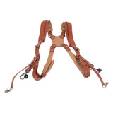 Dual Shoulder Leather Harness Comfortable Camera Strap Accessories for 2 Cameras Brown - 45-Degree Angle