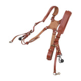 Dual Shoulder Leather Harness Comfortable Camera Strap Accessories for 2 Cameras Brown