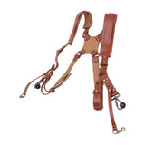 Dual Shoulder Leather Harness Comfortable Camera Strap Accessories for 2 Cameras Brown