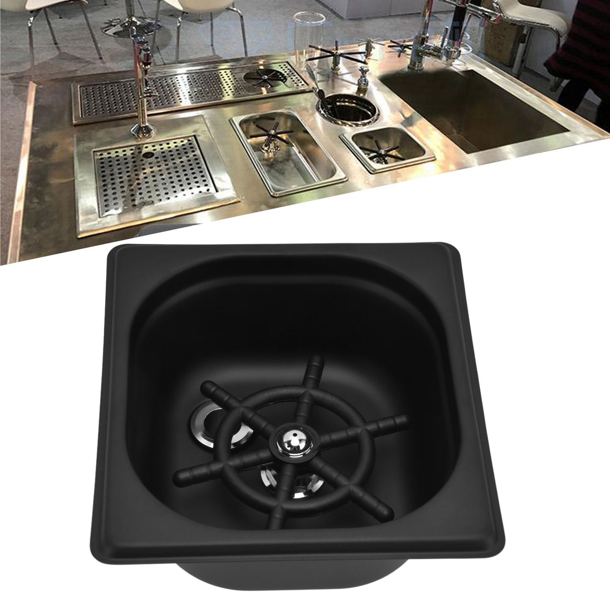 Glass Rinser Stainless Steel Automatic Cup Washer Cleaner for Bar Pub Restaurant Coffee Shop HotelBlack
