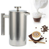 1000ML French Press Stainless Steel Coffee Pot Hand Brewed Coffee Tea Maker for Home