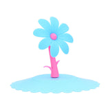 Silicone Lid Dustproof Hot and Cold Beverage Cup Cover with Flower Shape Handle for Kitchen HomeBlue - 45-Degree Angle