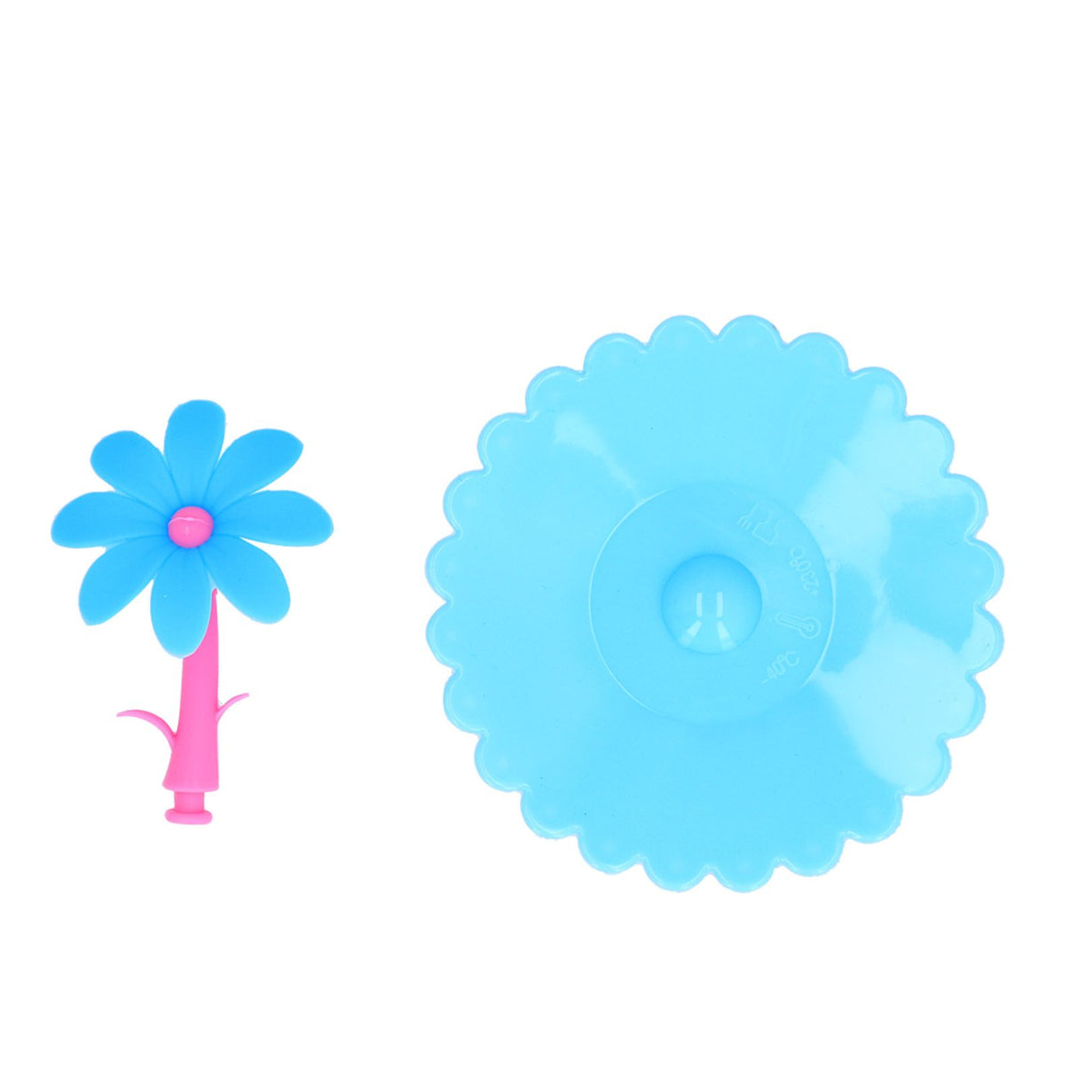 Silicone Lid Dustproof Hot and Cold Beverage Cup Cover with Flower Shape Handle for Kitchen HomeBlue