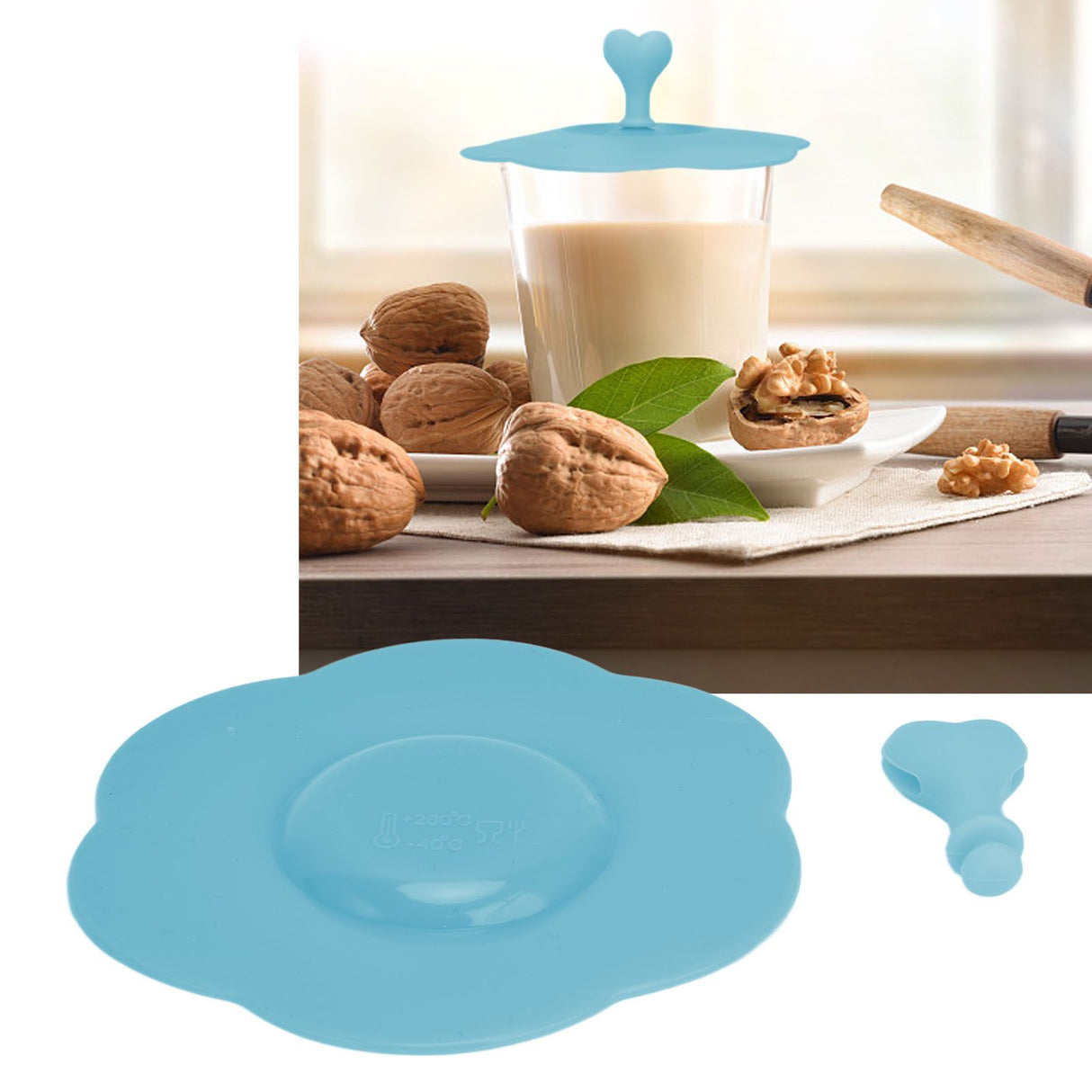 Silicone Lid Dustproof Heat Resistant Hot and Cold Beverage Cup Lid for Kitchen HomeBlue