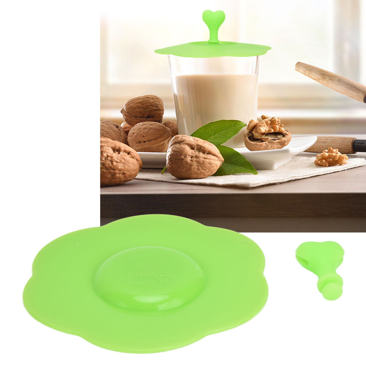 Silicone Lid Dustproof Heat Resistant Hot and Cold Beverage Cup Lid for Kitchen HomeGreen