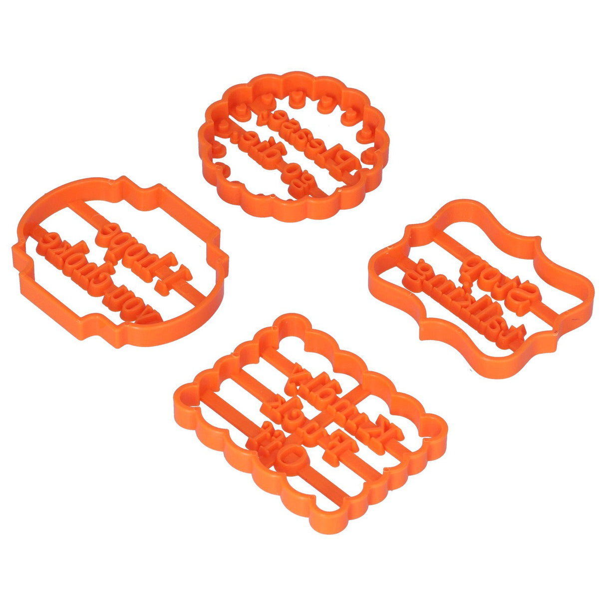 4Pcs Biscuits Molds Cookie Plastic DIY Baking Molds with Phrases for Home Birthdays Holidays