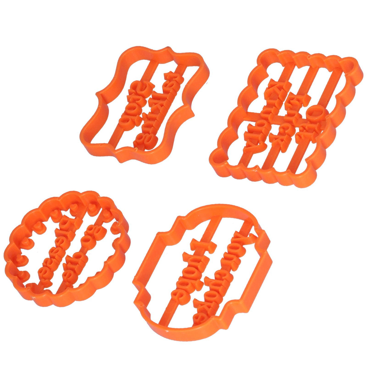4Pcs Biscuits Molds Cookie Plastic DIY Baking Molds with Phrases for Home Birthdays Holidays