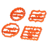 4Pcs Biscuits Molds Cookie Plastic DIY Baking Molds with Phrases for Home Birthdays Holidays