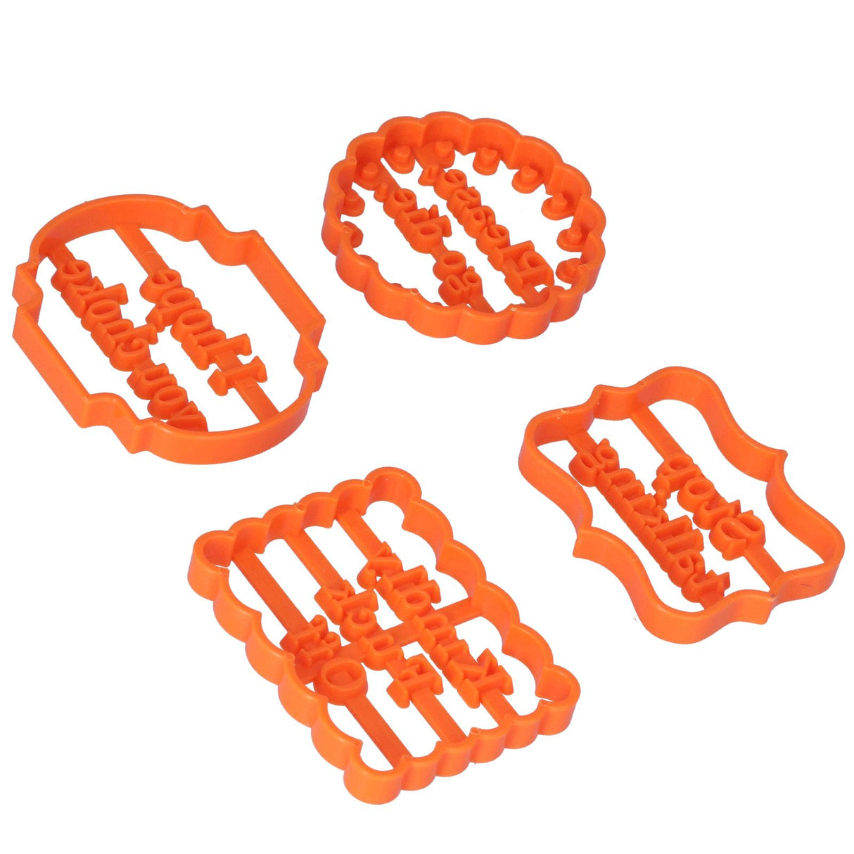 4Pcs Biscuits Molds Cookie Plastic DIY Baking Molds with Phrases for Home Birthdays Holidays