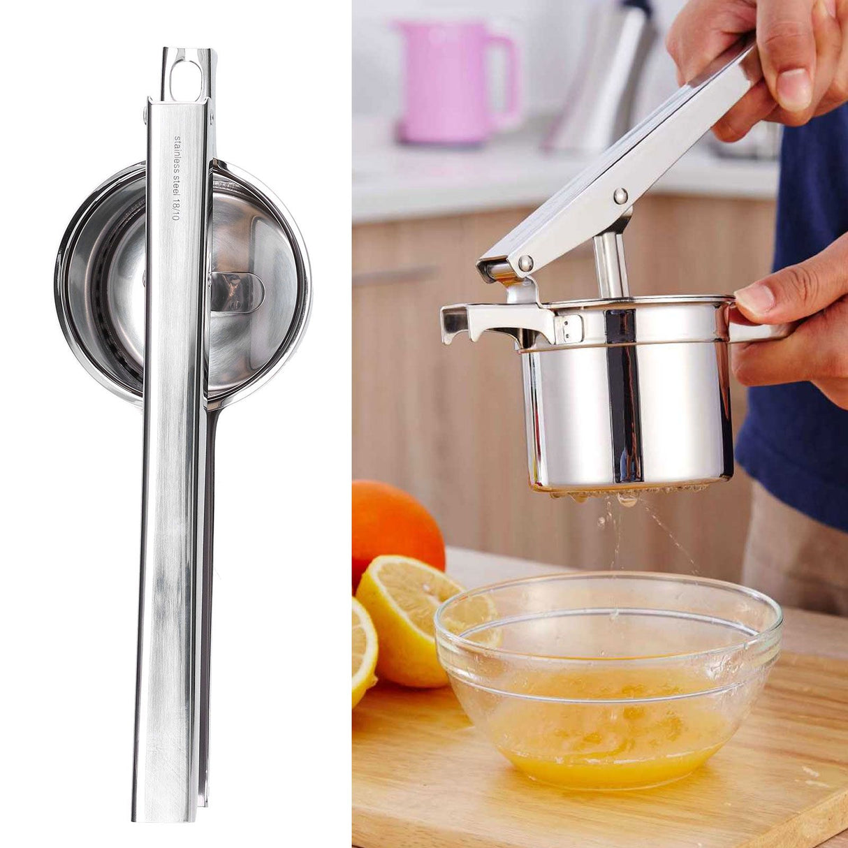 Stainless Steel Manual Juicer Healthy Convenient Beautiful Lightweight Handheld Juice Squeezer