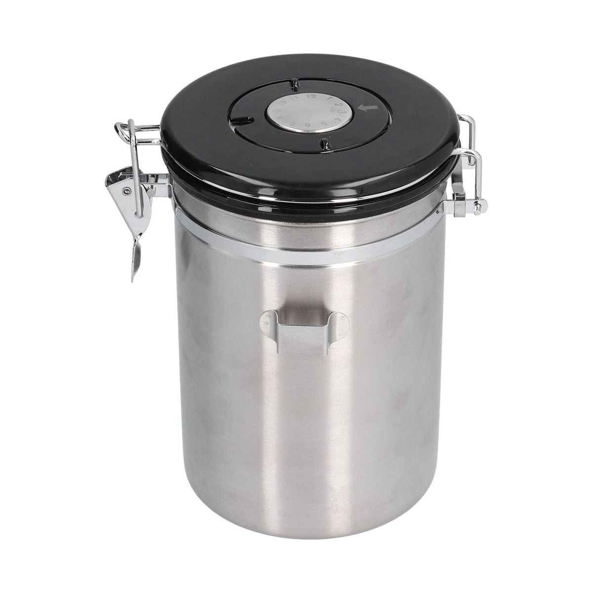 Stainless Steel Coffee Canisters with Calendar Wheel Exhaustable Coffee Jar for Home Coffee Shop1.8L Silver Color