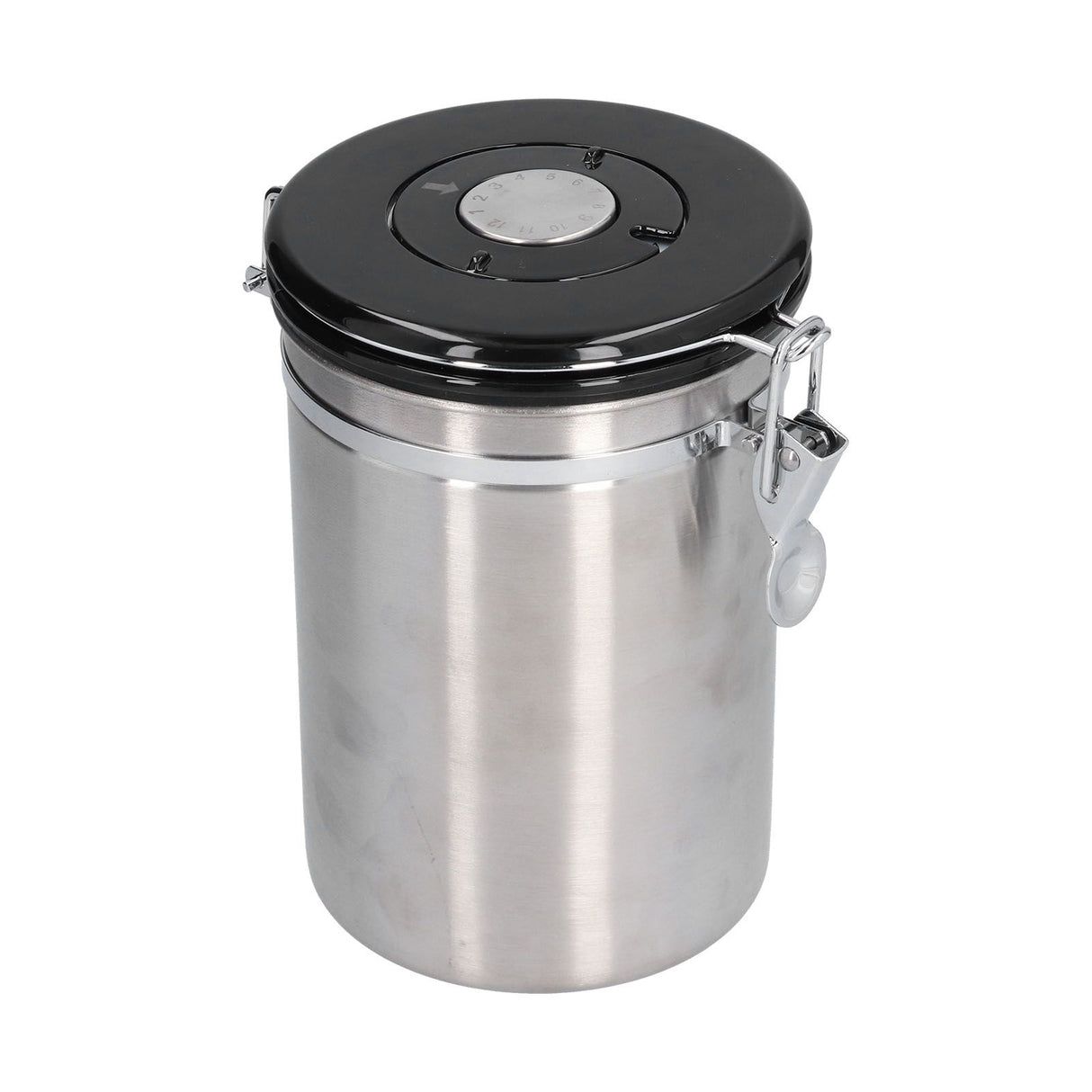 Stainless Steel Coffee Canisters with Calendar Wheel Exhaustable Coffee Jar for Home Coffee Shop1.8L Silver Color