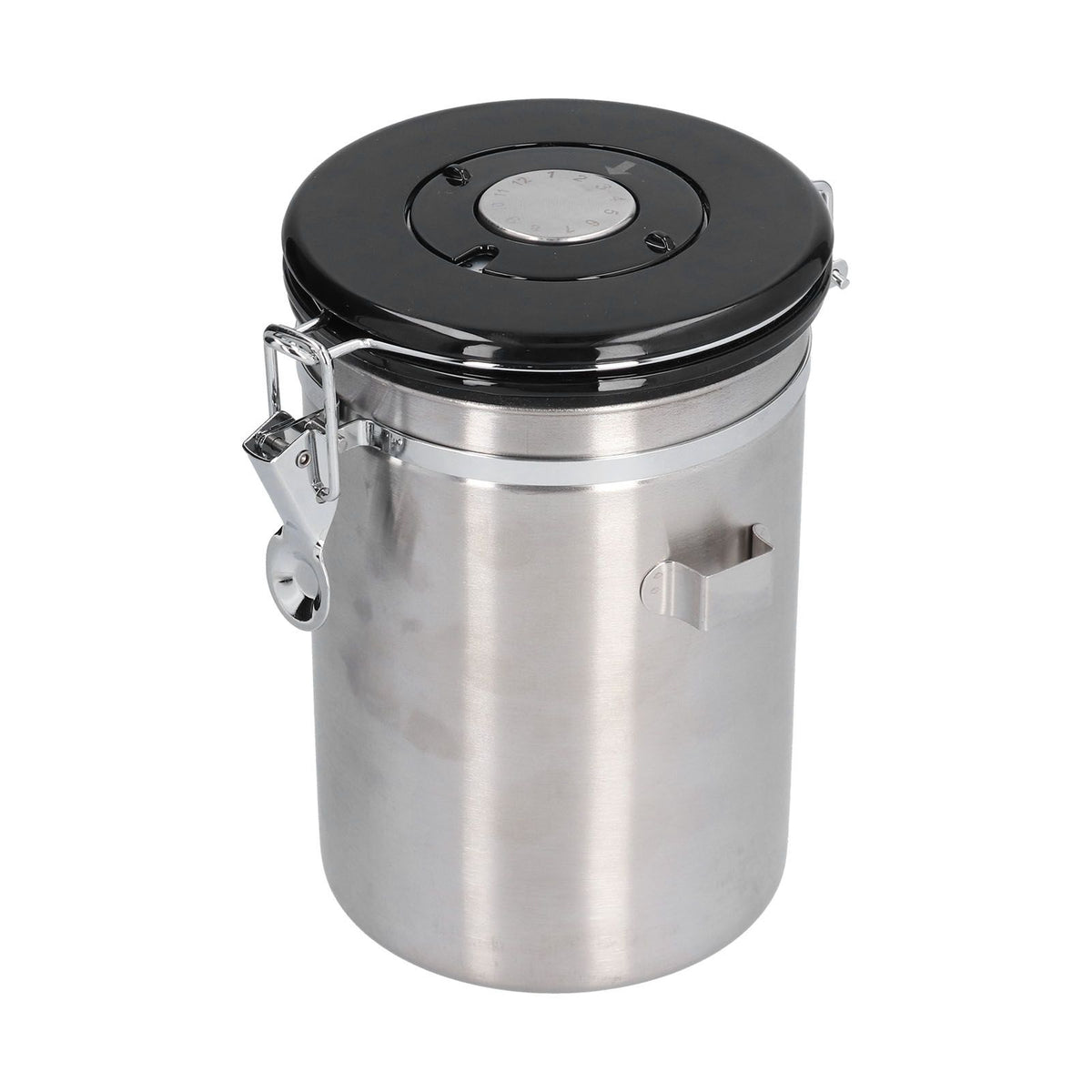 Stainless Steel Coffee Canisters with Calendar Wheel Exhaustable Coffee Jar for Home Coffee Shop1.8L Silver Color