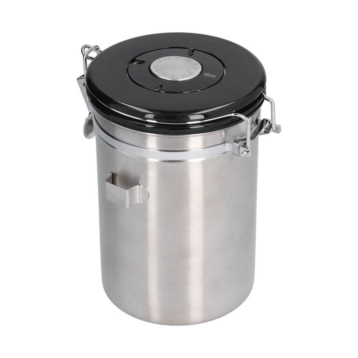 Stainless Steel Coffee Canisters with Calendar Wheel Exhaustable Coffee Jar for Home Coffee Shop1.8L Silver Color