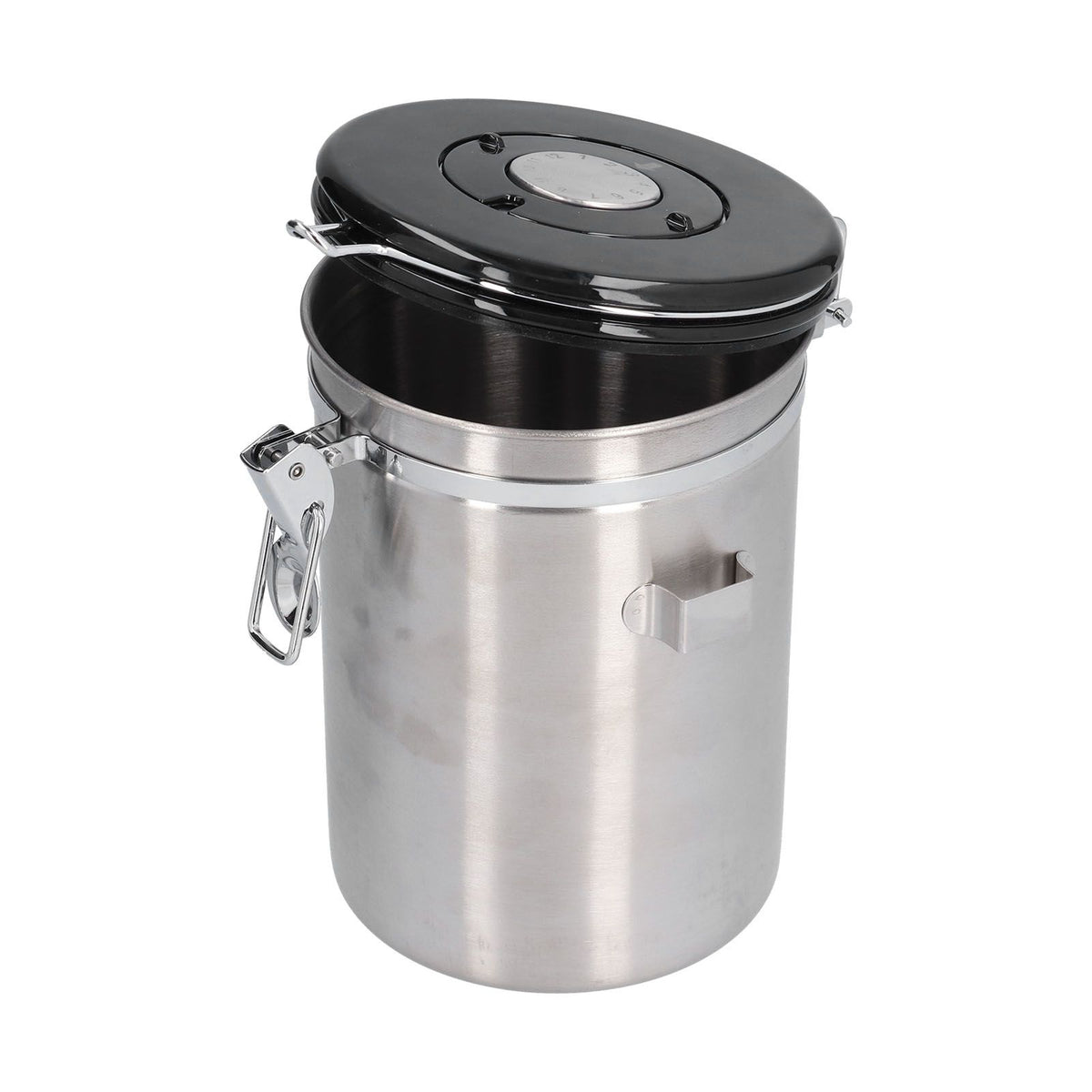 Stainless Steel Coffee Canisters with Calendar Wheel Exhaustable Coffee Jar for Home Coffee Shop1.8L Silver Color