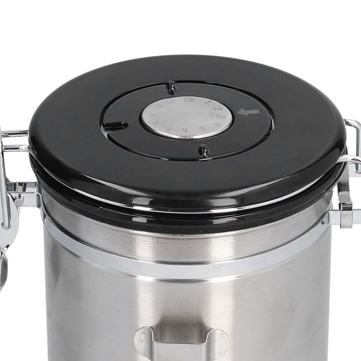 Stainless Steel Coffee Canisters with Calendar Wheel Exhaustable Coffee Jar for Home Coffee Shop1.8L Silver Color