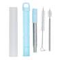 304 Stainless Steel Collapsible Straw Portable Foldable Drinking Straw Durable and Light for Coffee and DrinksBlue