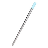 304 Stainless Steel Collapsible Straw Portable Foldable Drinking Straw Durable and Light for Coffee and DrinksBlue - Front View
