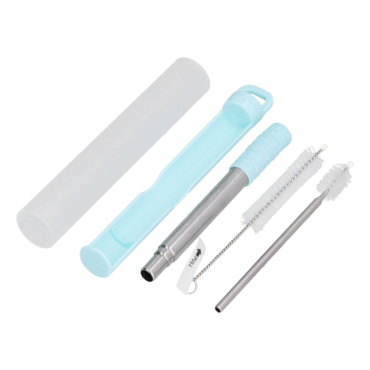 304 Stainless Steel Collapsible Straw Portable Foldable Drinking Straw Durable and Light for Coffee and DrinksBlue