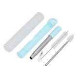 304 Stainless Steel Collapsible Straw Portable Foldable Drinking Straw Durable and Light for Coffee and DrinksBlue