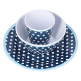 3 Piece Set of Salad Tableware Fruit Snack Plate Bowl and Cup Set Salad TablewareDark Blue Dots
