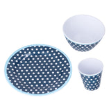 3 Piece Set of Salad Tableware Fruit Snack Plate Bowl and Cup Set Salad TablewareDark Blue Dots