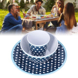 3 Piece Set of Salad Tableware Fruit Snack Plate Bowl and Cup Set Salad TablewareDark Blue Dots