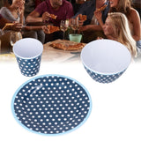 3 Piece Set of Salad Tableware Fruit Snack Plate Bowl and Cup Set Salad TablewareDark Blue Dots