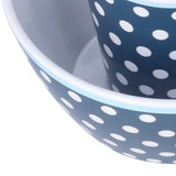 3 Piece Set of Salad Tableware Fruit Snack Plate Bowl and Cup Set Salad TablewareDark Blue Dots
