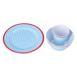 3 Piece Set of Salad Tableware Fruit Snack Plate Bowl and Cup Set Salad TablewareLight Blue Dots - Extra Image