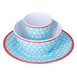 3 Piece Set of Salad Tableware Fruit Snack Plate Bowl and Cup Set Salad TablewareLight Blue Dots