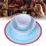 3 Piece Set of Salad Tableware Fruit Snack Plate Bowl and Cup Set Salad TablewareLight Blue Dots - Extra Image