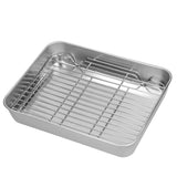 Roasting Pan and Rack Set Stainless Steel Easy Clean Rectangular Roaster with Rack for Cooking Baking26.5x20.5x5cm / 10.4x8.1x2.0in - Extra Image
