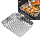 Roasting Pan and Rack Set Stainless Steel Easy Clean Rectangular Roaster with Rack for Cooking Baking26.5x20.5x5cm / 10.4x8.1x2.0in - Extra Image