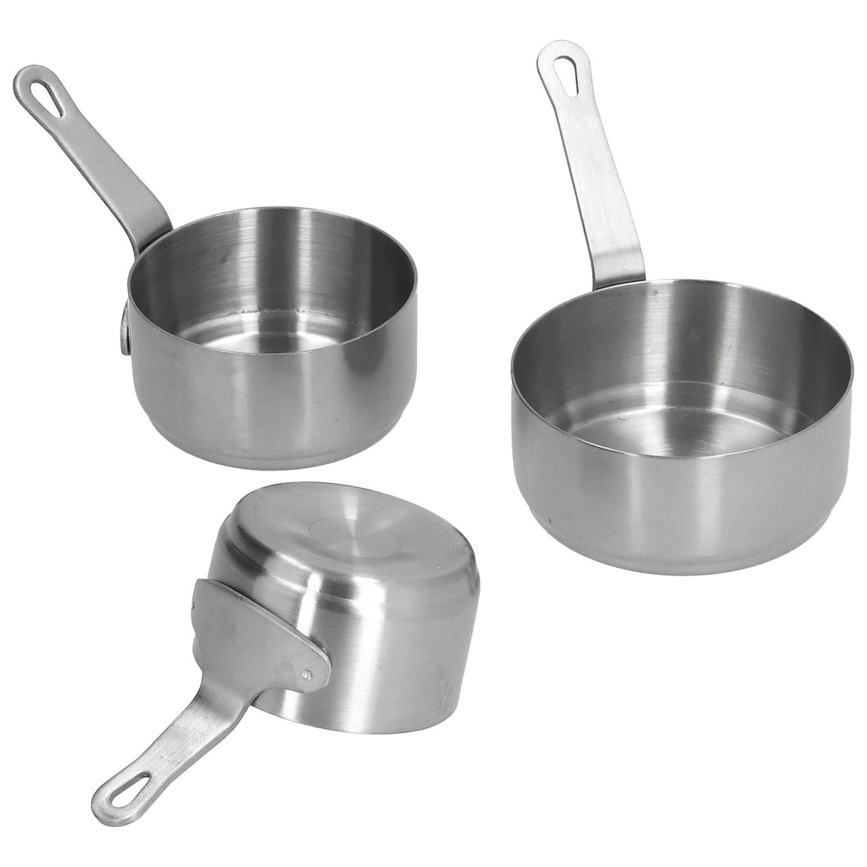 3pcs Sauce Cups Stainless Steel Sauce Dish with Handle for for Condiment Ketchup AppetizerSilver