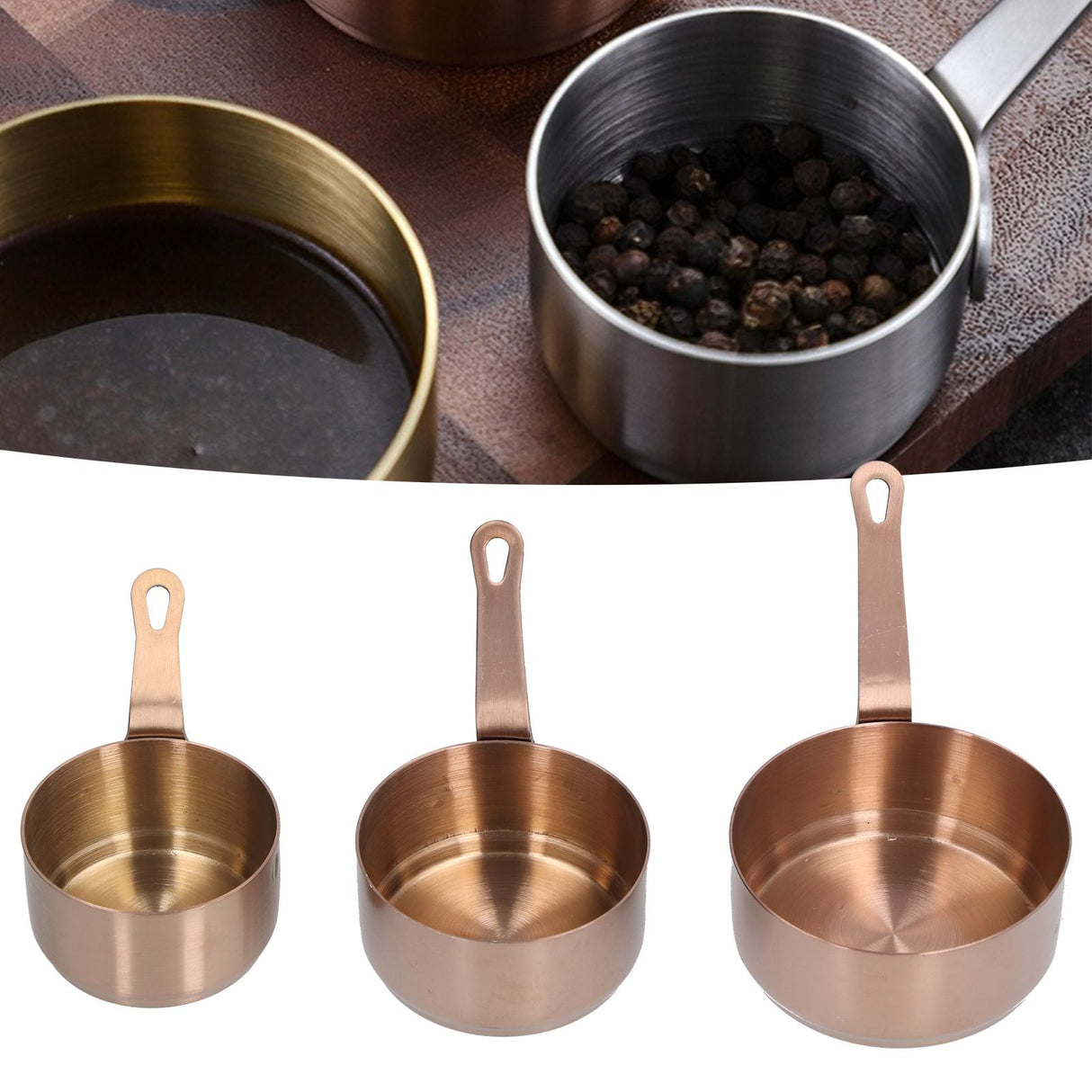 3pcs Sauce Cups Stainless Steel Sauce Dish with Handle for for Condiment Ketchup AppetizerRose Gold